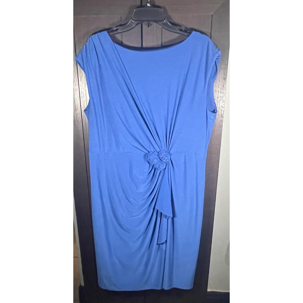 Jones New York Blue Rosette Sunburst Pleated Sheath Dress 18W
